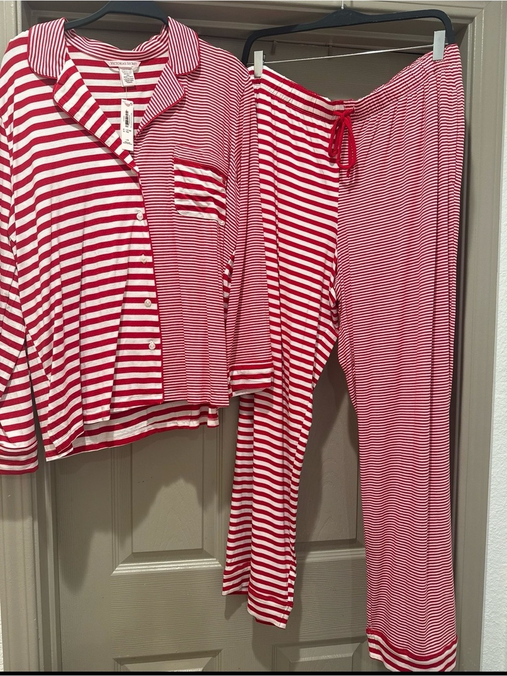 Victoria's Secret Red & White Striped Pajama Set